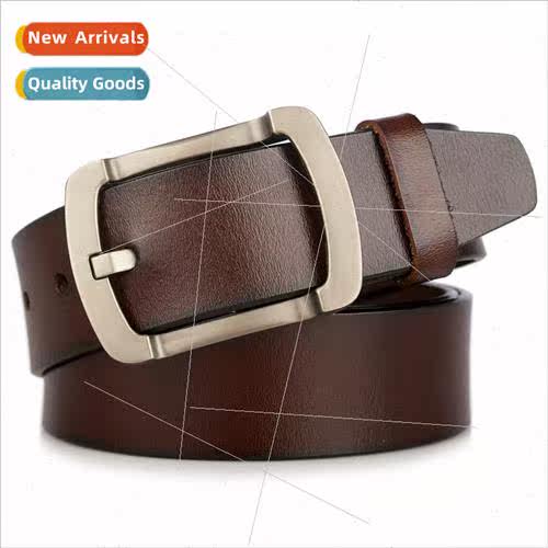 Men cowhide leather belt simple business cowhide belt casual