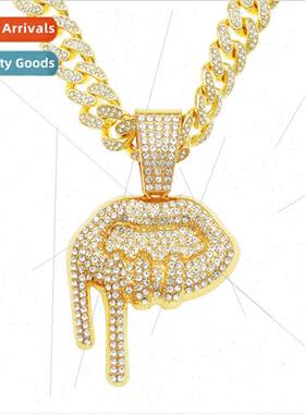 Europe dazzling domineering full diamond lips pendant Cuban