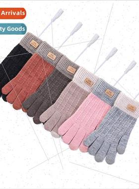 usb electric heating gloves warm five fingers leather label