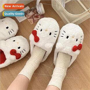 Cute cat cotton slippers 2023 new thickened indoor -slip hom