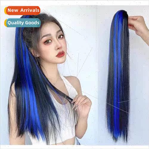 Picking coloring female wig straight ponytail simulation hai