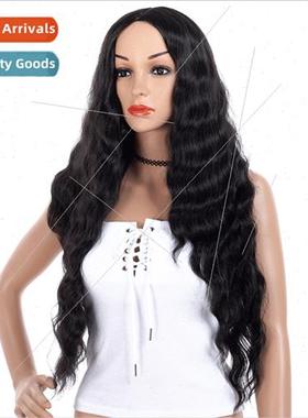 Center parted wig women long curly hair Europe water wave cu