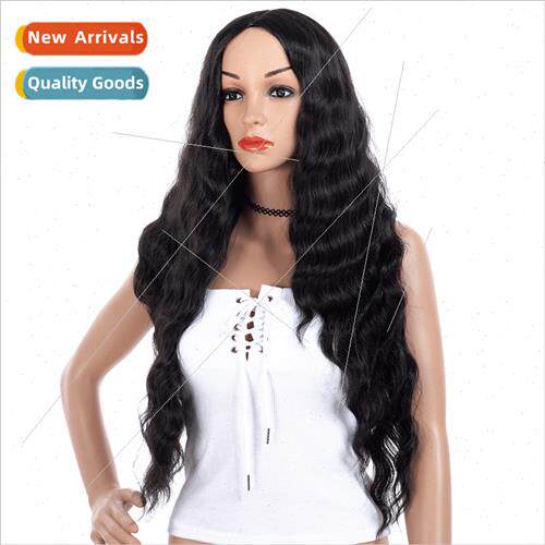 Center parted wig women long curly hair Europe water wave cu