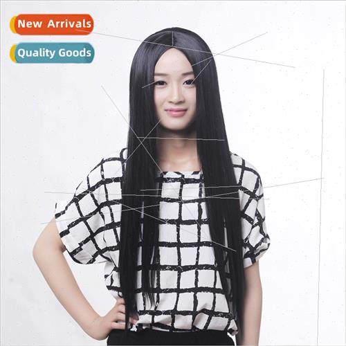 60cm/80cm/100cm fashion cos wig black long center parting an