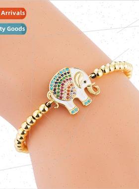 Europe new jewelry copper micro-set zirconia colorful elepha