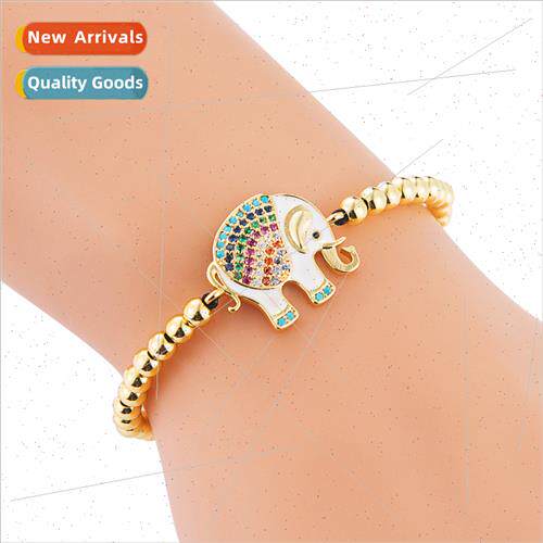 Europe new jewelry copper micro-set zirconia colorful elepha