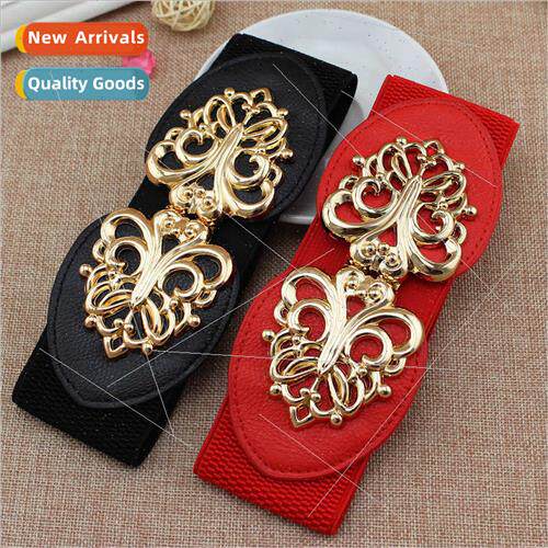Vintage Palace Belt Wide Waistband Women Flower Pair Buckle