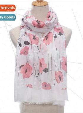 2023 new spring autumn flowers printed autumn long scarf sar