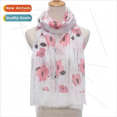 2023 new spring autumn flowers printed autumn long scarf sar