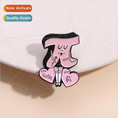 Pink cute brooch math symbol π shape personalized girl love