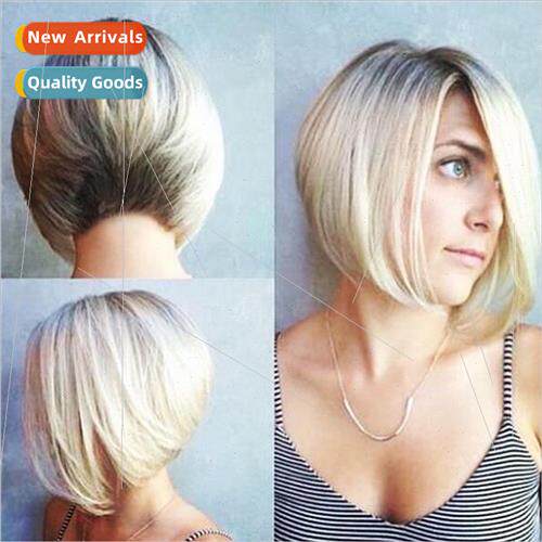 Europe wig female dyed o head short hair black gradient shor