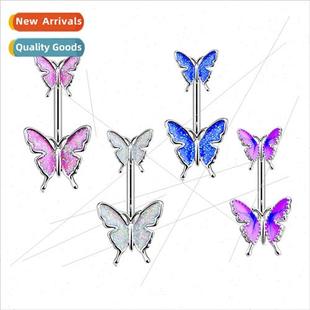 Butterfly Double Belly Button Nai Drip Ring Oil