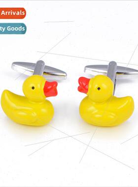 Cufflinks 3D Solid Yellow Duck Cufflinks Fun Red Beaked Duck