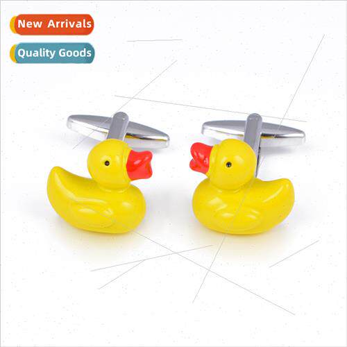 Cufflinks 3D Solid Yellow Duck Cufflinks Fun Red Beaked Duck
