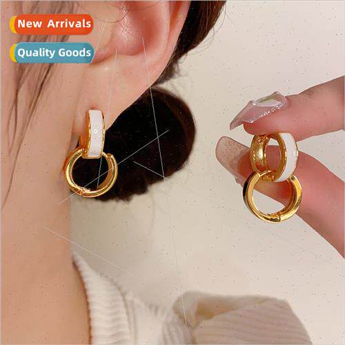 plating simple niche retro round oil drop earrings two wear