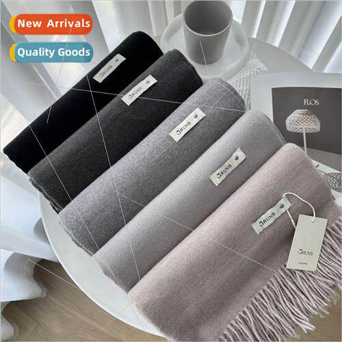 2023 solid color tassel simple warm faux cashmere scarf cash