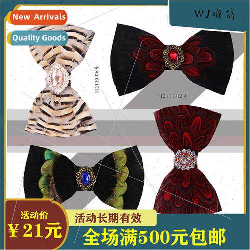 10 Feather Crystal Collar Wedding Banquet Bow Tie Men Su Flo