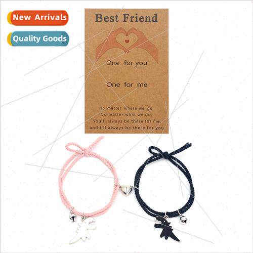 2023 Europe New Leather Rope Bell Dinosaur Love Magnet Coupl