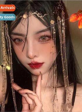 new super fairy retro alloy tassel ehead jewelry long face c