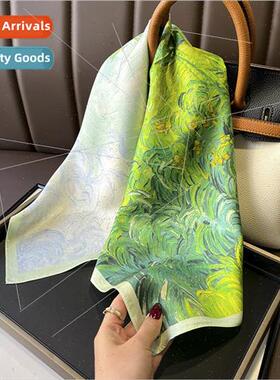 Summer green wheat field oil painting silk mulberry silk twi