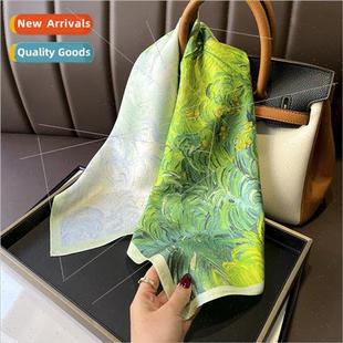 field oil painting Summer mulberry wheat silk twi green