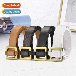 Square buckle women belts whout holes whout punching pure co