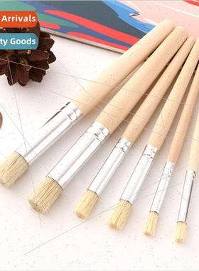 6pcs Wooden Short Stick Hog Bristle Drawing Stencil Brushes
