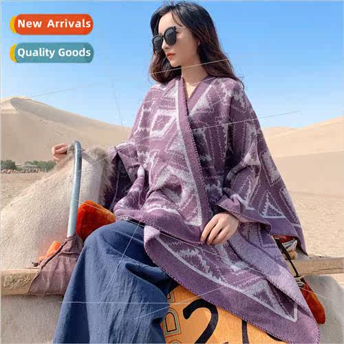 Faux cashmere shawl female fall and winter ethnic wind thick