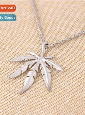 Europe Alloy Maple Leaf Necklace Hip Hop Personalized Leaf P
