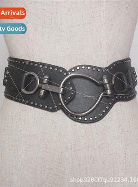 Punk 2018 fall winter new retro rivets belt women elastic wa