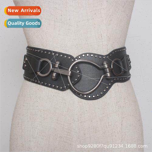 Punk 2018 fall winter new retro rivets belt women elastic wa