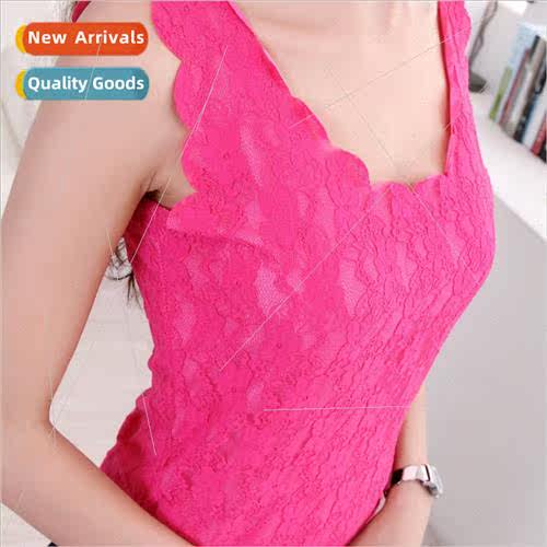 Women new floral full lace sexy bottoming shirt double lace