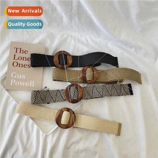 buckle elastic female ins versatile belt round holes mple