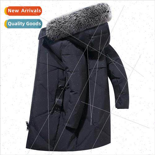 2022 new down jacket men medium-length real hair collar whe