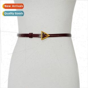belt thin vintage triangle pants Women buckle cowhide