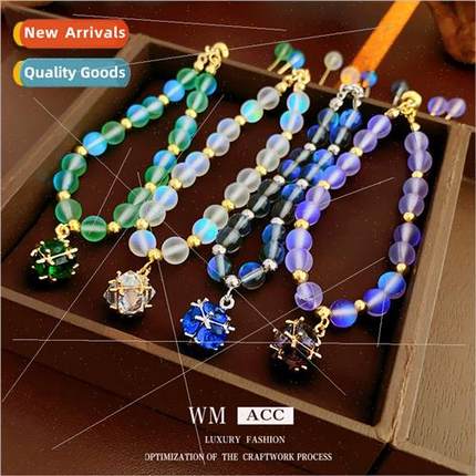 Colorful Zirconia Frosted Natural Stone Pull-Out Bracelet ch