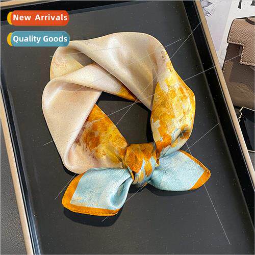 Oil painting silk square scarf female 53 mulberry silk decor