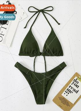 2022 new womens spl sexy double-sided triangle tie bikini be