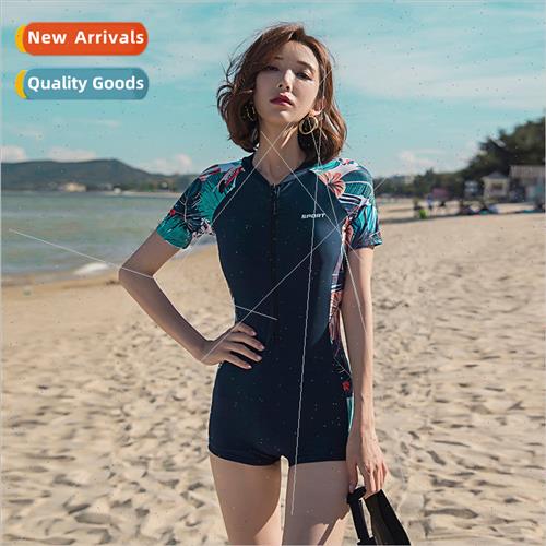 Surf swimsu women one-piece high elastic casual sports  soli