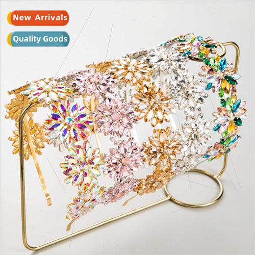 Fresh sweet rhinestone female luxury heavy alloy colorful fl