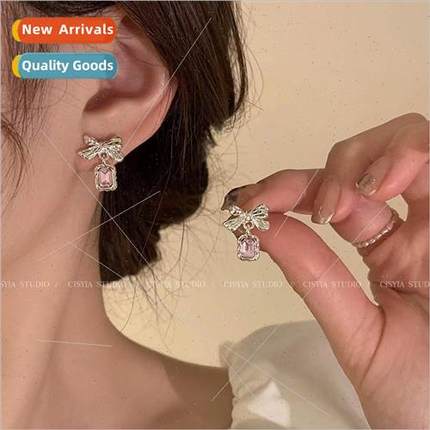 Bow tie zirconia earrings female niche atmosphere earrings e