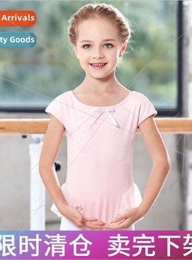 Childrens dancewear girls short-sleeved closed crotch practi