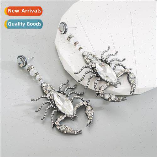 earrings long alloy glass rhinestone dark wind scorpion earr