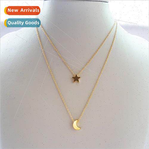 Europe necklaces summer fashion star moon alloy double layer