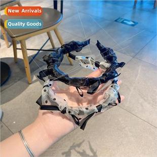 polka dot pressure French band mesh hair Vintage bow