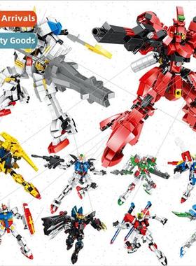 Robot mech warrior small particles building blocks children