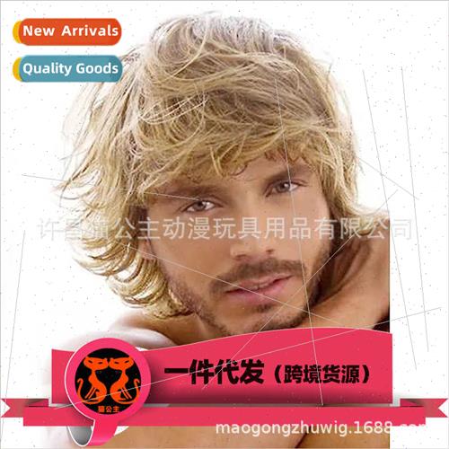 Europe handsome men wigs men short blonde hair short reverse