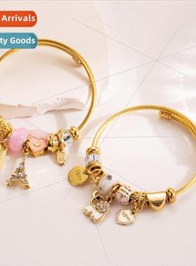 Europe tanium steel bracelet female personalized drilling el