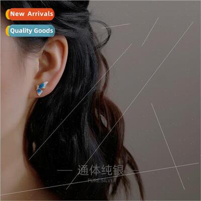 s925 silver plated butterfly wings earrings enamel niche pre