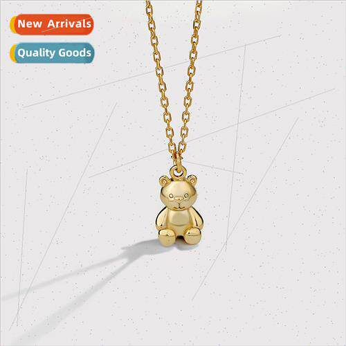 925 silver collarbone ins stacking mini cute cartoon bear ne